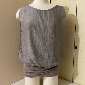 Giusy Womens Small Silk Layered Bubble Sleeveless Blouse Top RN75 Made in Italy